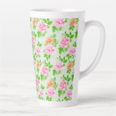 Elegant Floral Roses Green Leaves Pattern-23675 Latte Mok (Rechts)