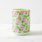 Elegant Floral Roses Green Leaves Pattern-23675 Mok (Midden)