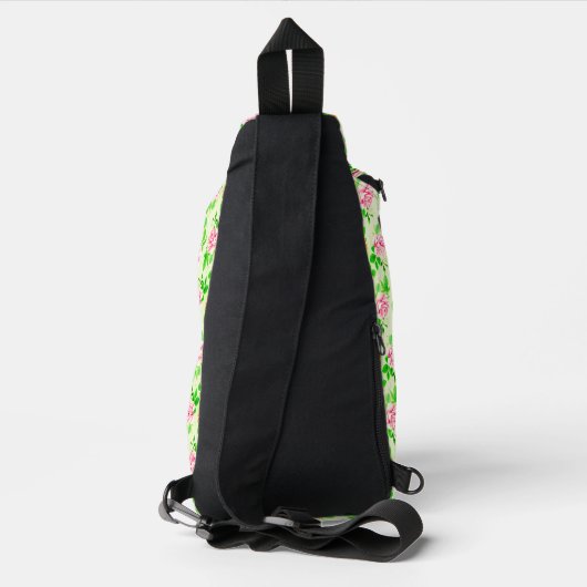 Elegant Floral Roses Green Leaves Pattern-23675 Sling Bag (Achterkant)