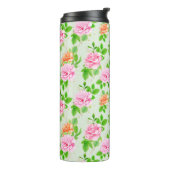 Elegant Floral Roses Green Leaves Pattern-23675 Thermosbeker (Gedraaid links)