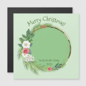 Elegant Floral Round Foto Kerstmis Magnetische Kaa (Voorkant / Achterkant)