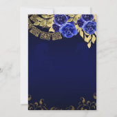 Elegant Floral Royal Blue Horse Quinceañera Kaart (Achterkant)
