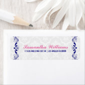 Elegant Floral Royal-Blue Lace White Dammaskers Etiket (Insitu)