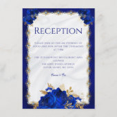 Elegant Floral Royal Blue Wedding Reception Informatiekaartje (Voorkant)