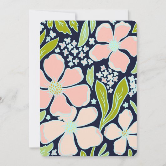 Elegant Floral roze en blauw Birthday Bash Kaart (Achterkant)