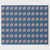 Elegant Floral Roze en Blauw Inpakpapier (Vlak)