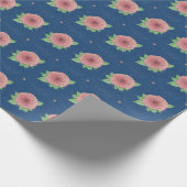 Elegant Floral Roze en Blauw Inpakpapier (Hoek)