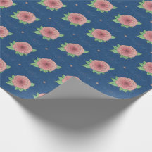 Elegant Floral Roze en Blauw Inpakpapier