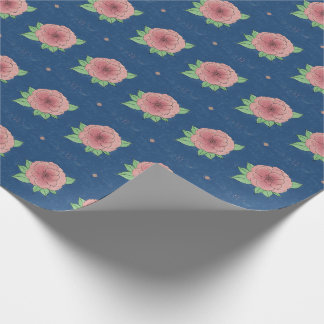 Elegant Floral Roze en Blauw Inpakpapier