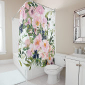 Elegant, Floral, , Roze en Wit Douchegordijn (In situ)