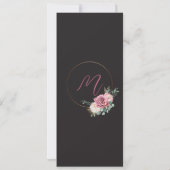 Elegant Floral roze en zwart sparen de Datum Save The Date (Achterkant)
