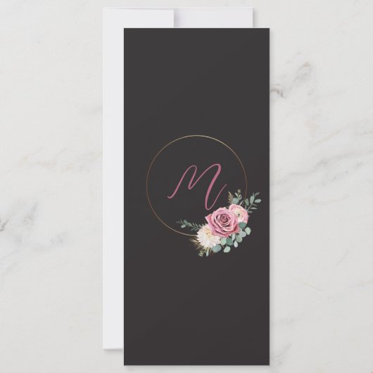 Elegant Floral roze en zwart sparen de Datum Save The Date (Achterkant)