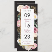 Elegant Floral roze en zwart sparen de Datum Save The Date (Voorkant / Achterkant)