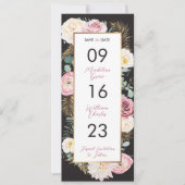 Elegant Floral roze en zwart sparen de Datum Save The Date (Voorkant)