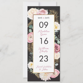 Elegant Floral roze en zwart sparen de Datum Save The Date