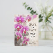 Elegant Floral roze orchidee Flowers Save the Date Aankondigingskaart (Staand voorkant)