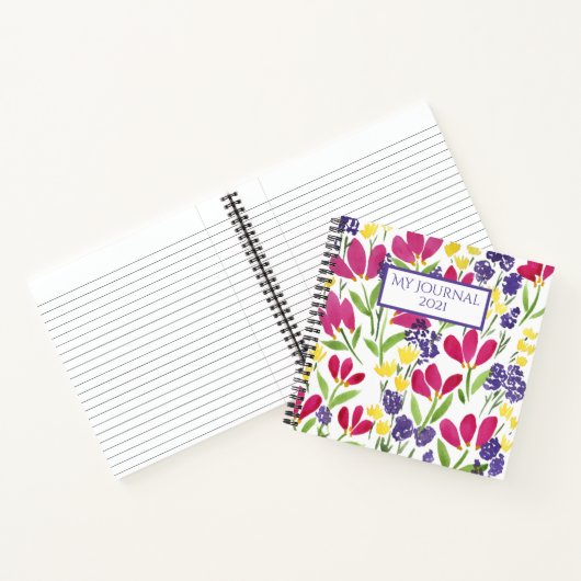 Elegant  Floral Roze Paars Geel Notitieboek (Binnen)