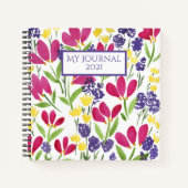 Elegant  Floral Roze Paars Geel Notitieboek (Voorkant)