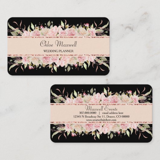 Elegant Floral roze Roses Border Professional Visitekaartje (Voorkant / Achterkant)