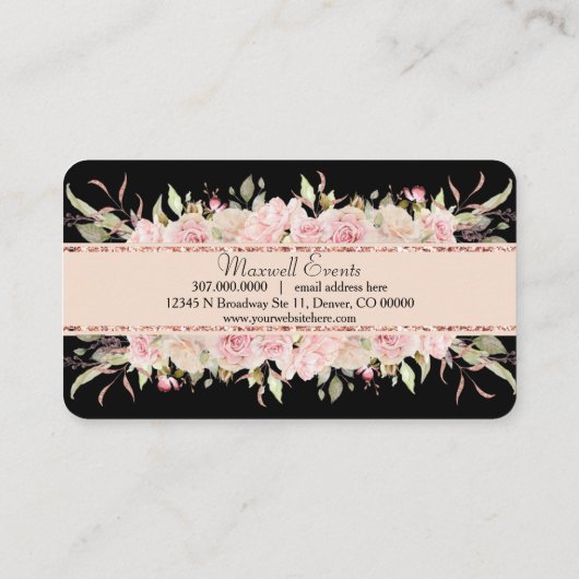 Elegant Floral roze Roses Border Professional Visitekaartje (Achterkant)