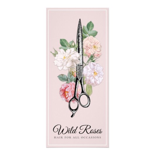 Elegant Floral roze Roses Haarstylist Prijslijst Reclamekaart (Achterkant)
