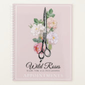 Elegant Floral roze Roses Hair Salon Benoeming Planner (Voorkant)