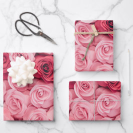 Elegant Floral roze Roses Inpakpapier Vel