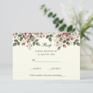 Elegant Floral roze Roses RSVP Kaartje