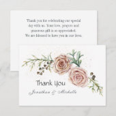 Elegant Floral roze Roses Vintage Wedding Bedankkaart (Voorkant / Achterkant)