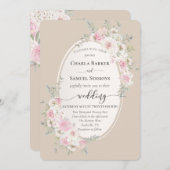 Elegant Floral roze Waterverf Rozen & ponden Pr Programmakaart (Voorkant / Achterkant)