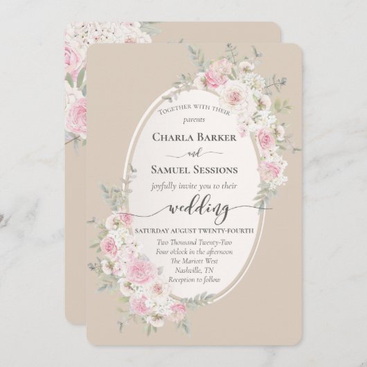 Elegant Floral roze Waterverf Rozen & ponden Pr Programmakaart (Voorkant / Achterkant)