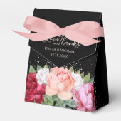 Elegant Floral Rozen Black Calligraphy Wedding Bedankdoosjes (Voorkant Zijde)