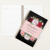 Elegant Floral Rozen Black Pink Wedding Planner (Display)