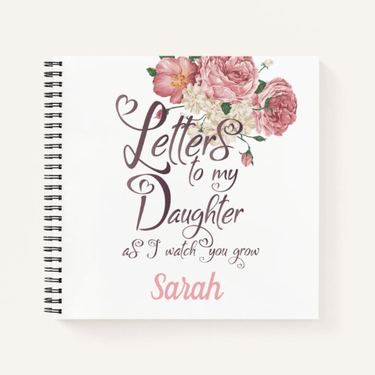 Elegant Floral rozen chic Letters naar Dochter Notitieboek (Voorkant)