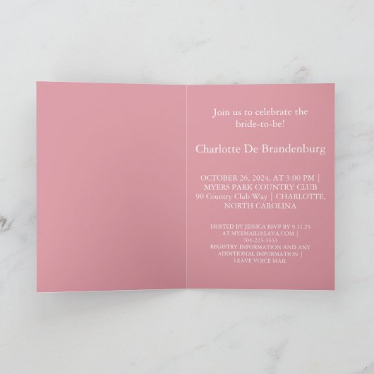 Elegant Floral Rozen Dress Vrijgezellenfeest Card Kaart (Binnen)