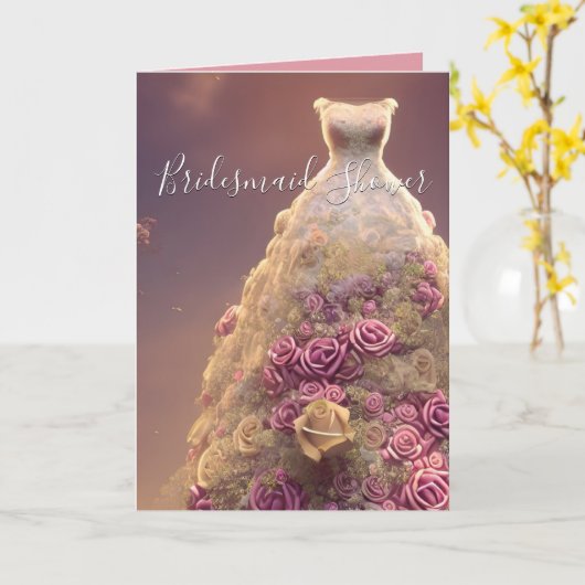 Elegant Floral Rozen Dress Vrijgezellenfeest Card Kaart (Gele Bloem)