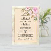 Elegant Floral Rozen Gay Wedding Invitation Kaart (Staand voorkant)