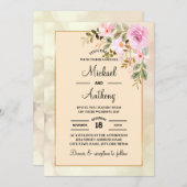 Elegant Floral Rozen Gay Wedding Invitation Kaart (Voorkant / Achterkant)