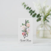 Elegant Floral Rozen Haarstylist Light Grey Visitekaartje (Staand voorkant)