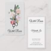 Elegant Floral Rozen Haarstylist Light Grey Visitekaartje (Voorkant / Achterkant)