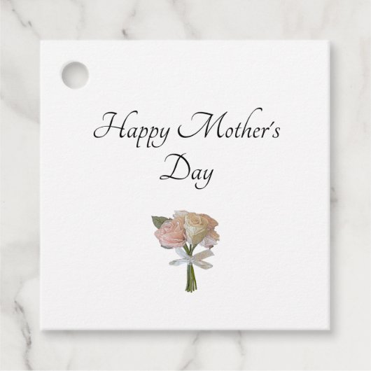 Elegant Floral Rozen Moederdag Bedankjes Labels (Voorkant)