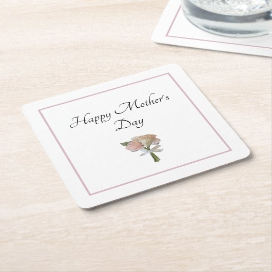 Elegant Floral Rozen Moederdag Kartonnen Onderzetters (Schuin)