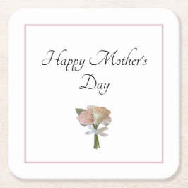 Elegant Floral Rozen Moederdag Kartonnen Onderzetters