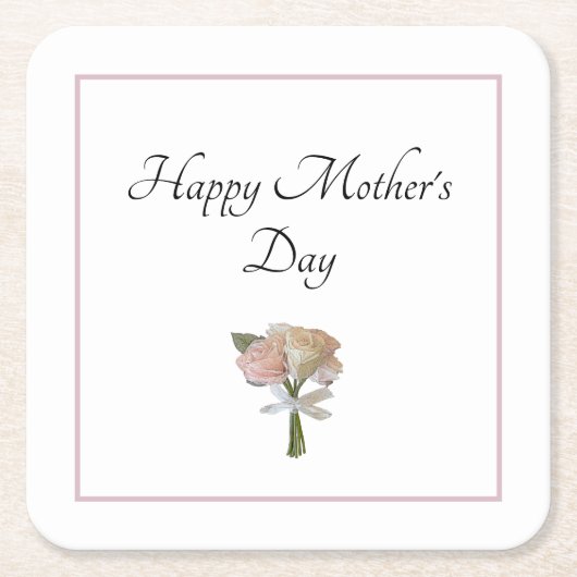 Elegant Floral Rozen Moederdag Kartonnen Onderzetters (Voorkant)