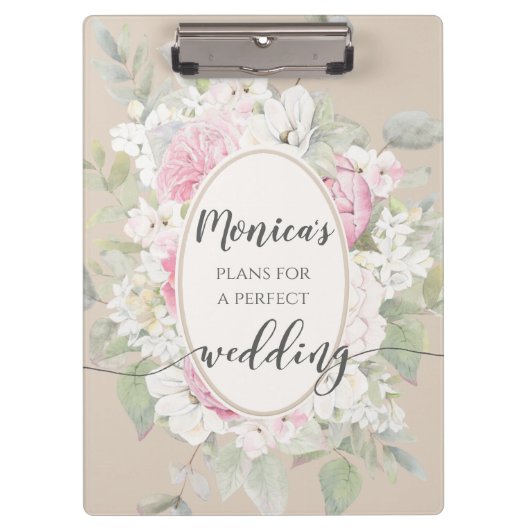 Elegant Floral Rozen & Peonies Wedding Planner Klembord (Voorkant)