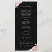 Elegant Floral Rozen Pink Black Wedding Programmakaart (Achterkant)