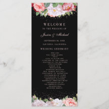 Elegant Floral Rozen Pink Black Wedding