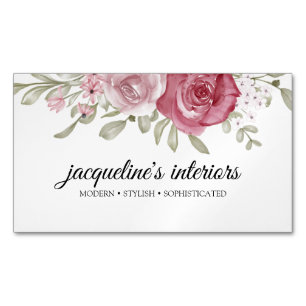 Elegant Floral  Rozen Stusty Pink Business Magnetisch Visitekaartje