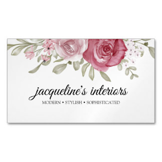 Elegant Floral Rozen Stusty Pink Business Magnetisch Visitekaartje
