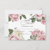 Elegant Floral Rozen Wedding RSVP Kaart (Voorkant)